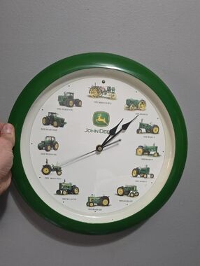 John Deere Green and Yellow Tractor Accent Wall Clock